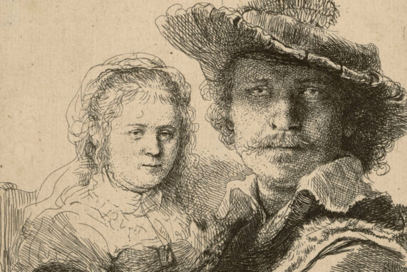 5752 D Rembrandt Selbstbildnis zeichnend mit Saskia