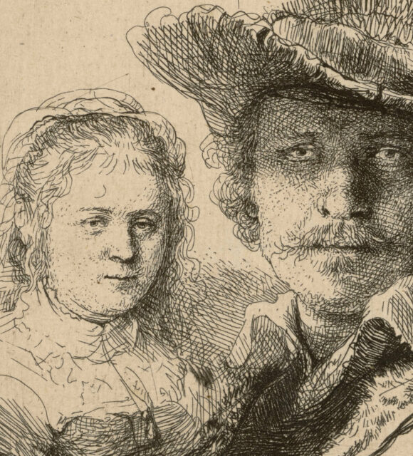 5752 D Rembrandt Selbstbildnis zeichnend mit Saskia