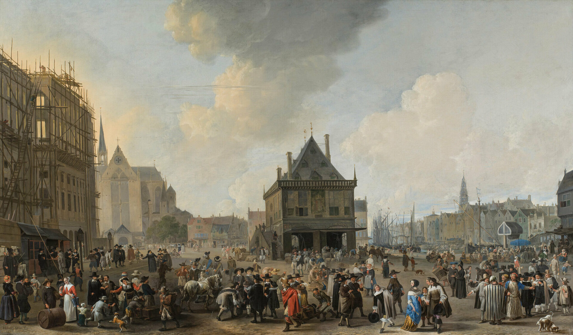2024_GoldeneZeiten_Pressebild_Johannes Lingelbach_Der Dam von Sueden hergesehen mit dem in Bau befindlichen Rathaus_1656