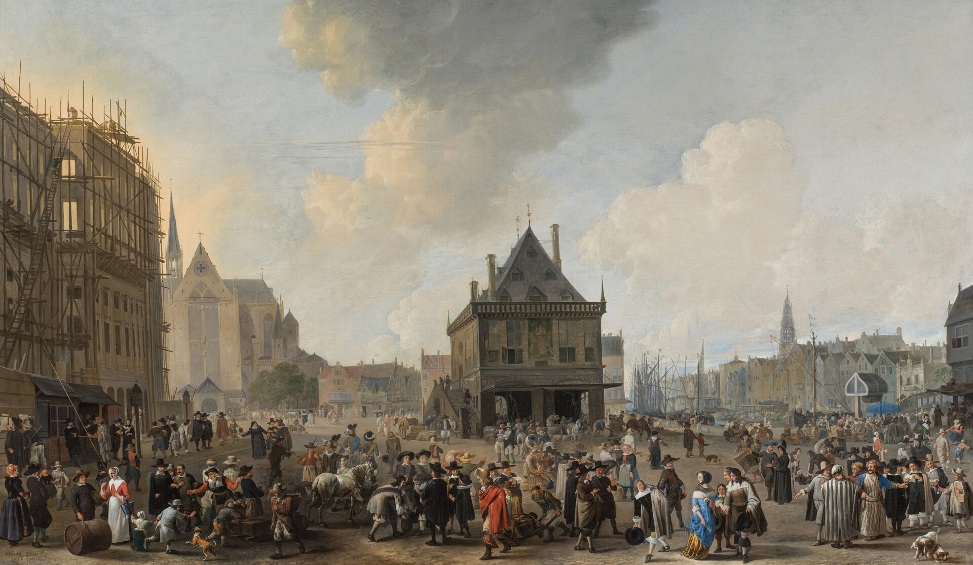 St presse Johannes Lingelbach Ansicht des Dam mit dem im Bau befindlichen neuen Rathaus 1656