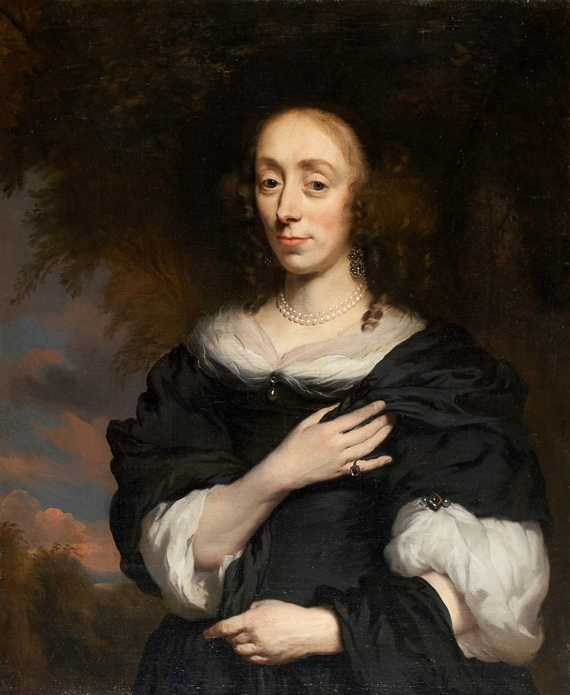 St presse Nicolaes Maes Bildnis einer Dame in einem schwarzen Kleid ca 1668 70