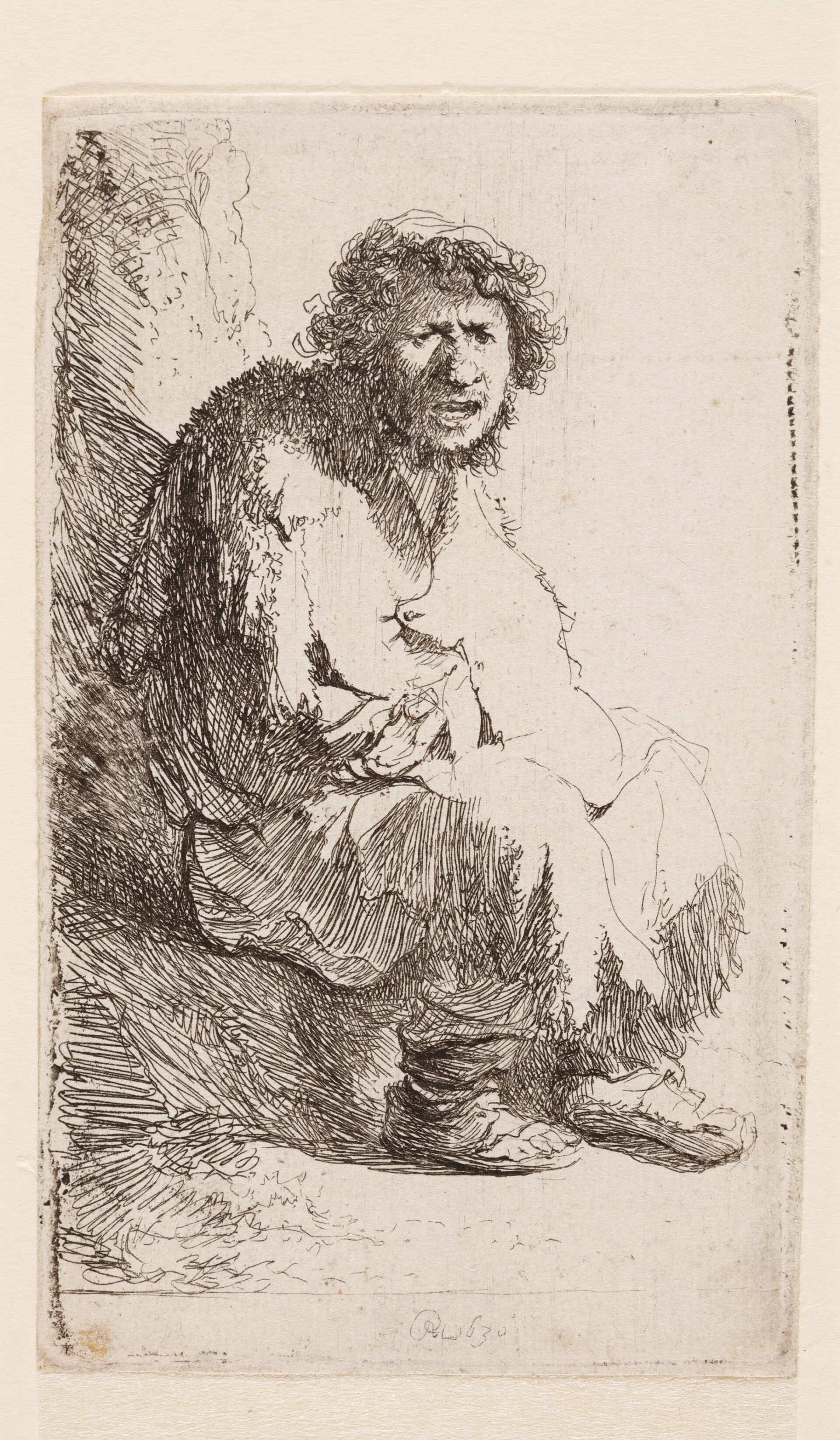 St presse Rembrandt Harmensz van Rijn Bettler auf einem Erdhuegel sitzend 1630