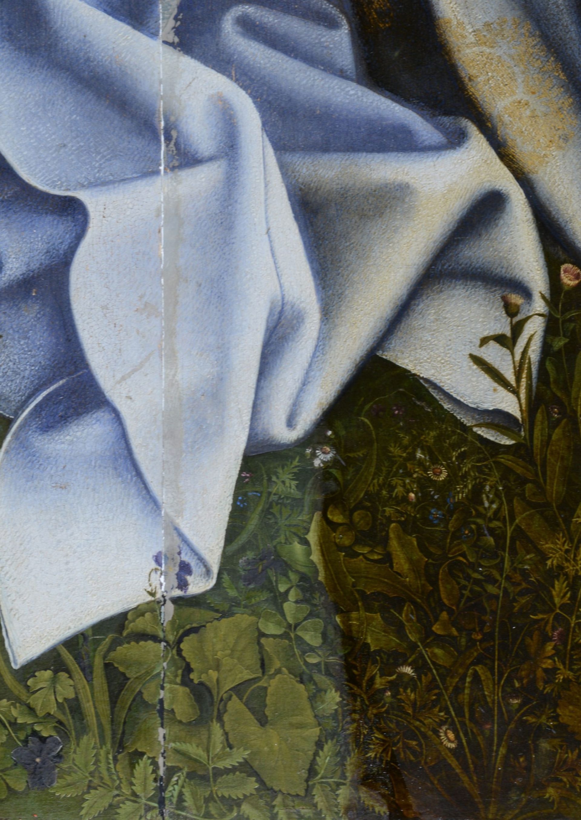 St presse flemaller tafeln stillende muttergottes detail waehrend der Firnisabnahme und Abnahme gealterter Retusche web